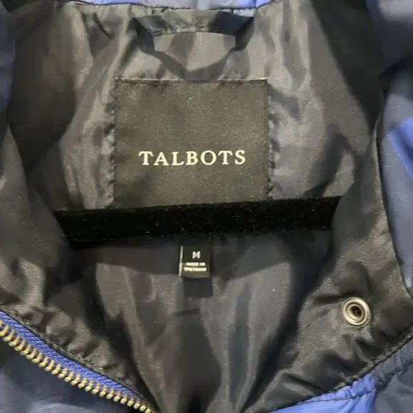 Talbots Ladies Down Blend Royal Blue /Black Size Medium Vest Preppy Fall Gingham - Picture 3 of 7